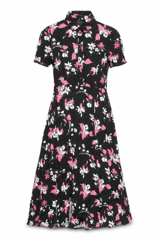 Marks & Spencer Women's Black Floral Shirt Dress Size 8