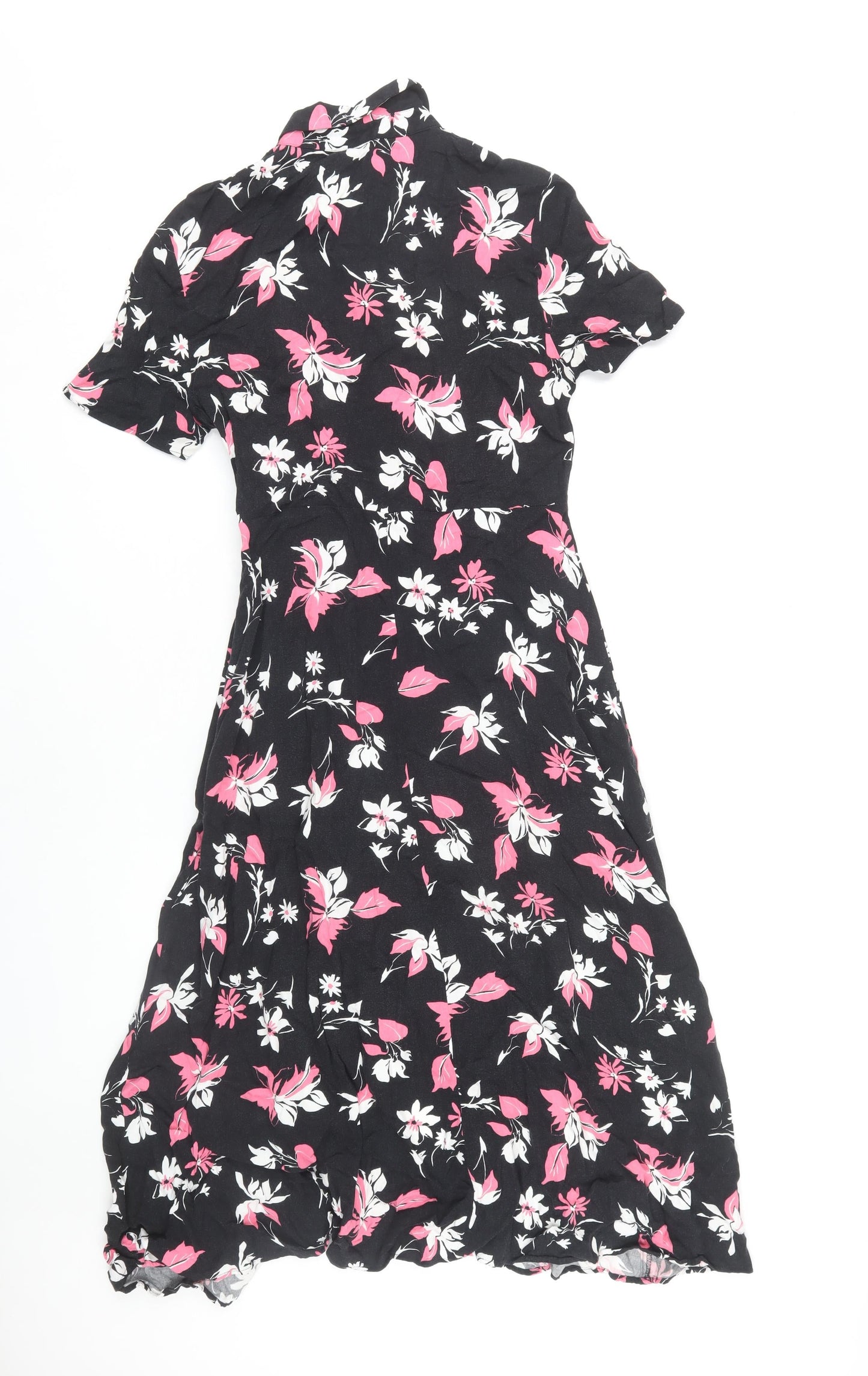 Marks and Spencer Women's Black Floral Shirt Dress Size 8