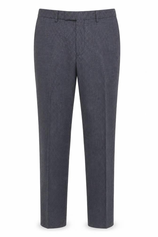 Moss London Men's Grey Check Trousers, Size 34