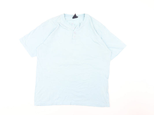 Cotton Traders Men's Blue Henley T-Shirt, L