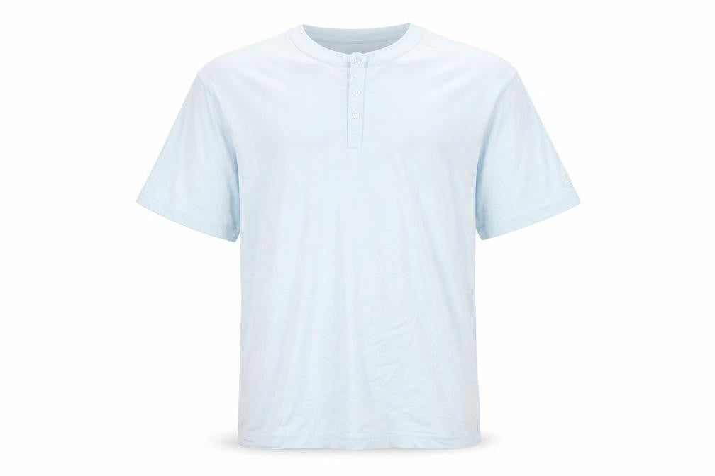 Cotton Traders Men's Blue Henley T-Shirt, L