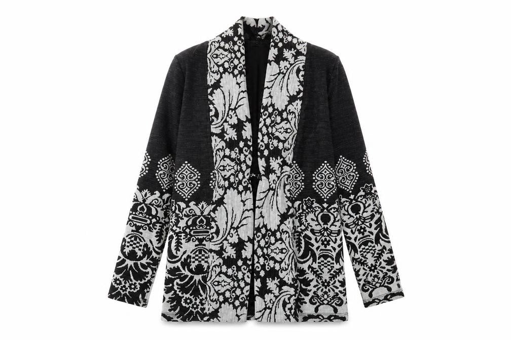 Bellenisa Women's Black Open Front Cardigan M Wool Blend