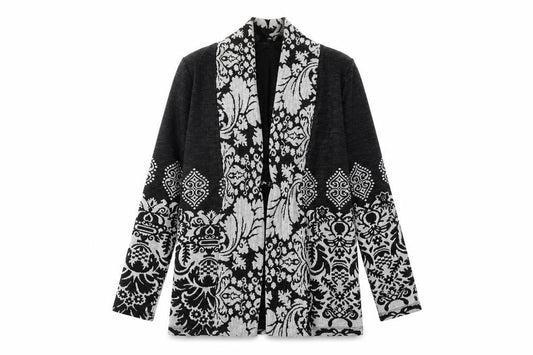 Bellenisa Women's Black Open Front Cardigan M Wool Blend