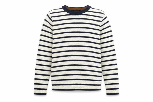H&M Girls White Striped Knit Jumper 6-7 Years