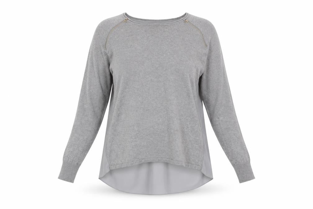 Yumi Women's Grey Long Sleeve Knit Jumper M