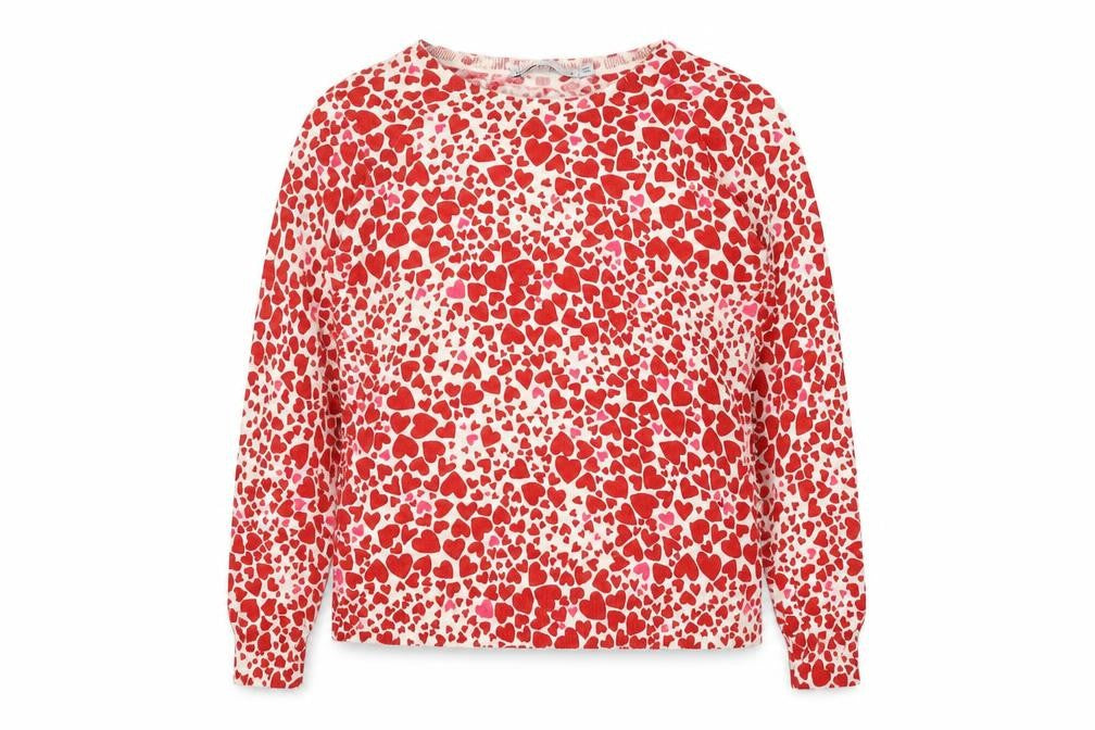Oasis Women's Red Heart Pattern Pullover Jumper S