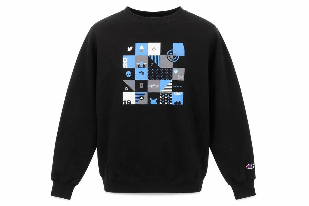 Champion Men's Black Graphic Print Pullover Sweatshirt, Size S
