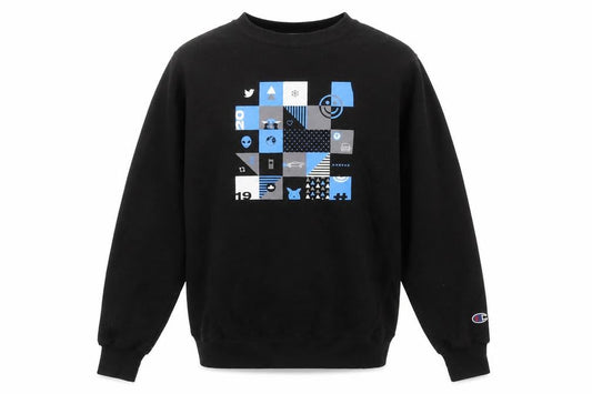 Champion Men's Black Graphic Print Pullover Sweatshirt, Size S