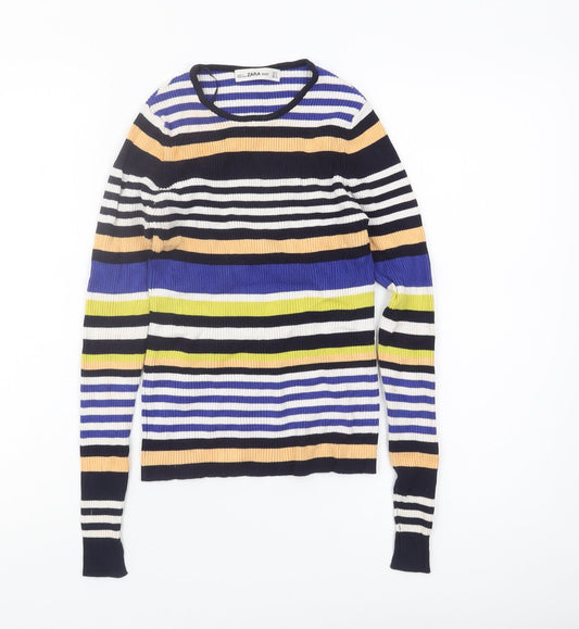 Zara Women's Multicoloured Striped Pullover Jumper, Size S