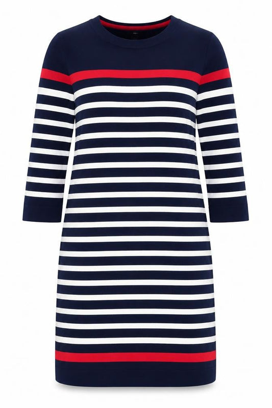M&Co Women's Blue Striped Shift Dress Size 12