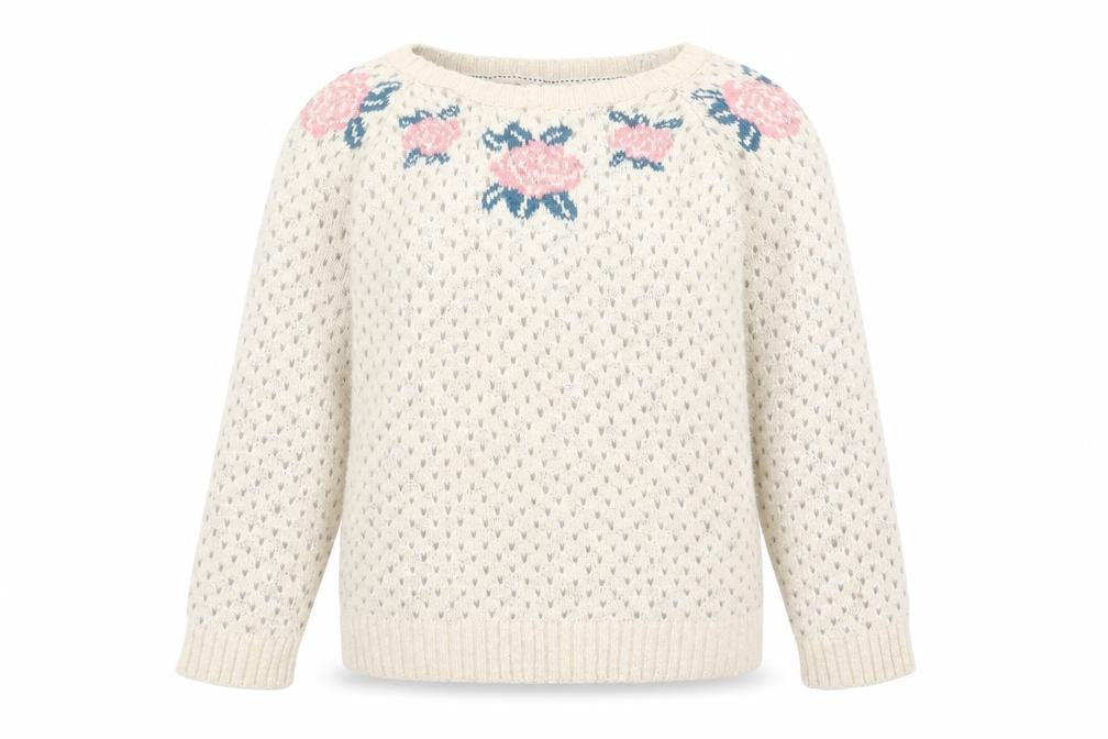 FatFace Women's Ivory Floral Knit Pullover Jumper Size 10