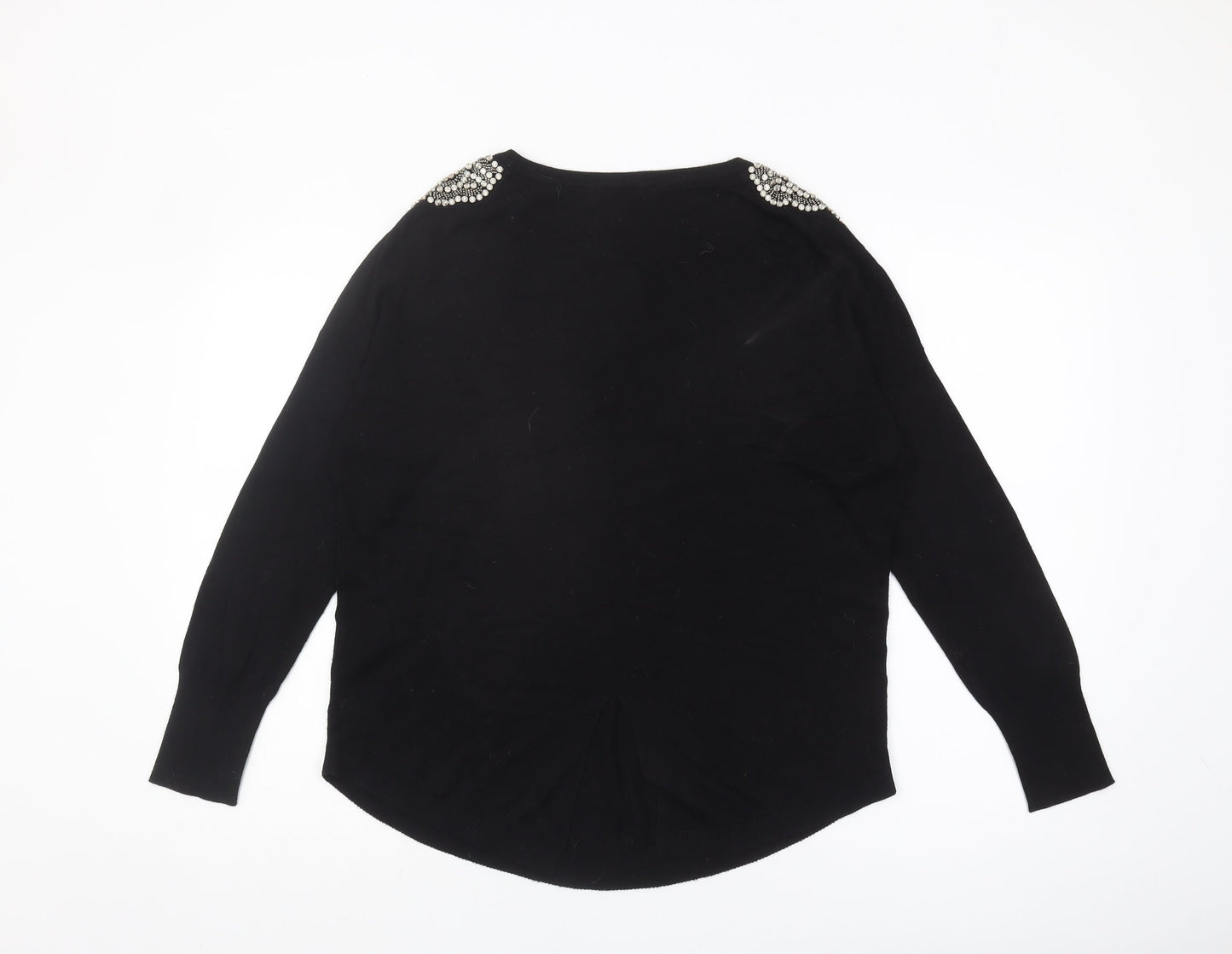 Oasis Women's Black Beaded Pullover Jumper, Size S