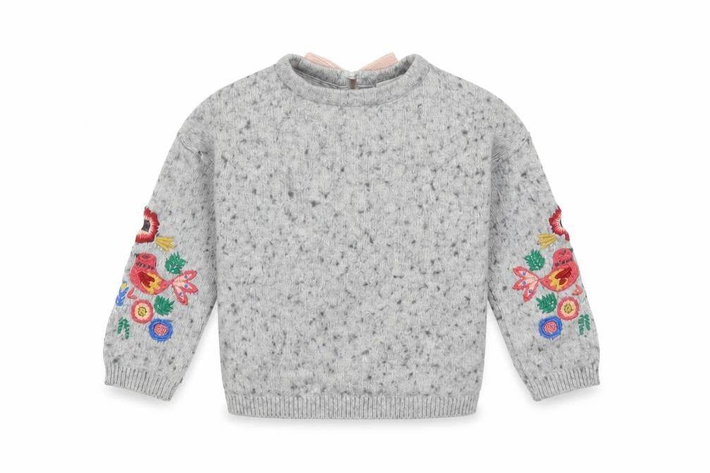 John Lewis Grey Embroidered Girls Pullover Jumper, Age 2 Years