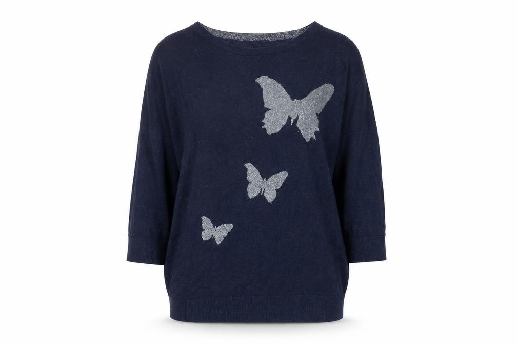 Wallis Women's Blue Butterfly Pullover Jumper M