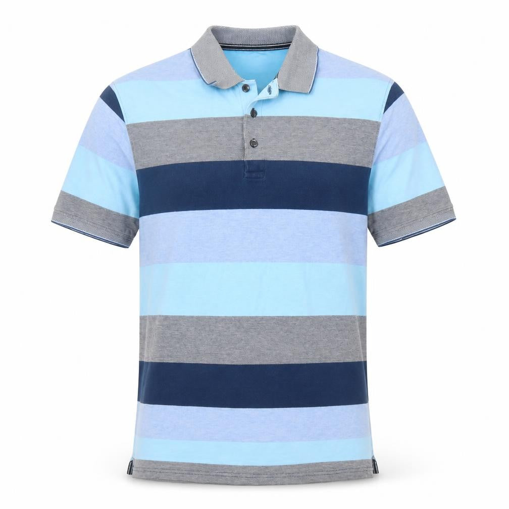 Maine New England Men's Blue Striped Polo Shirt, Size S