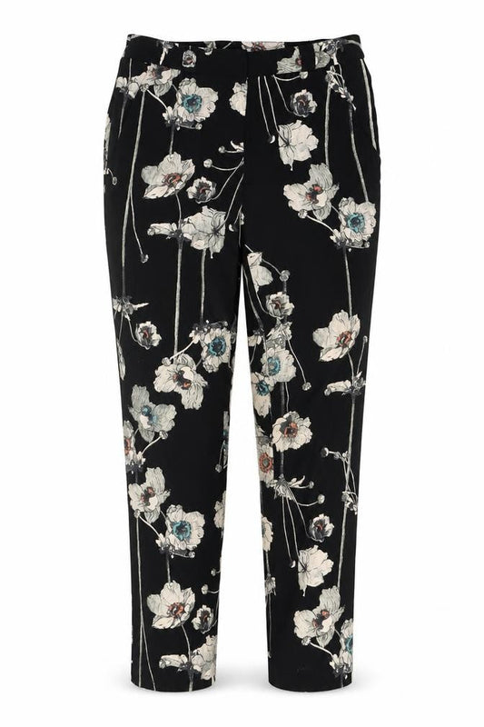 Warehouse Women's Black Floral Slim Trousers