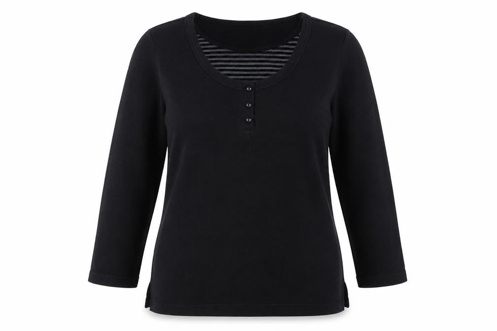 Bm Women's Black 3/4 Sleeve Scoop Neck Top M