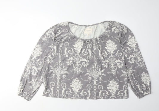 Laura Ashley Women's Grey Floral Blouse Size 14