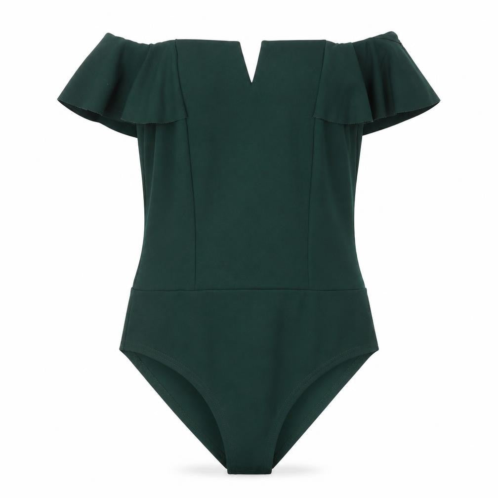 Quiz Women's Green Off-Shoulder Bodysuit Size 12