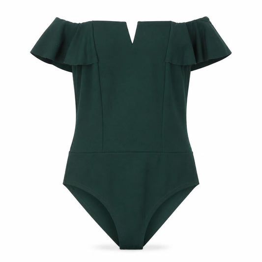 Quiz Women's Green Off-Shoulder Bodysuit Size 12
