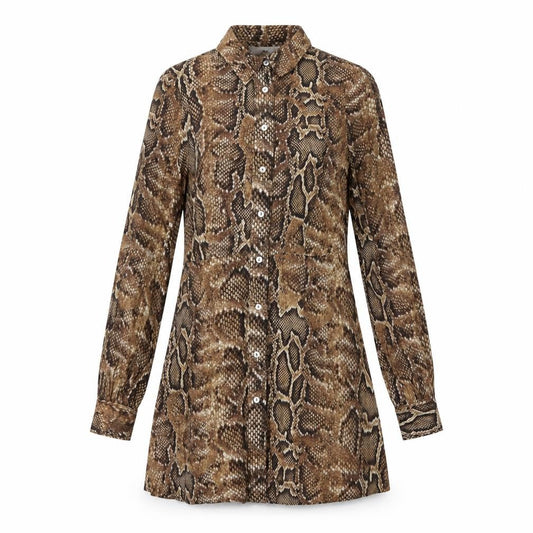 Mango Women's Brown Animal Print Shirt Dress XS
