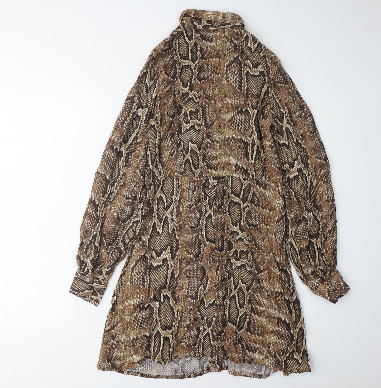 MNG Women's Brown Animal Print Shirt Dress XS