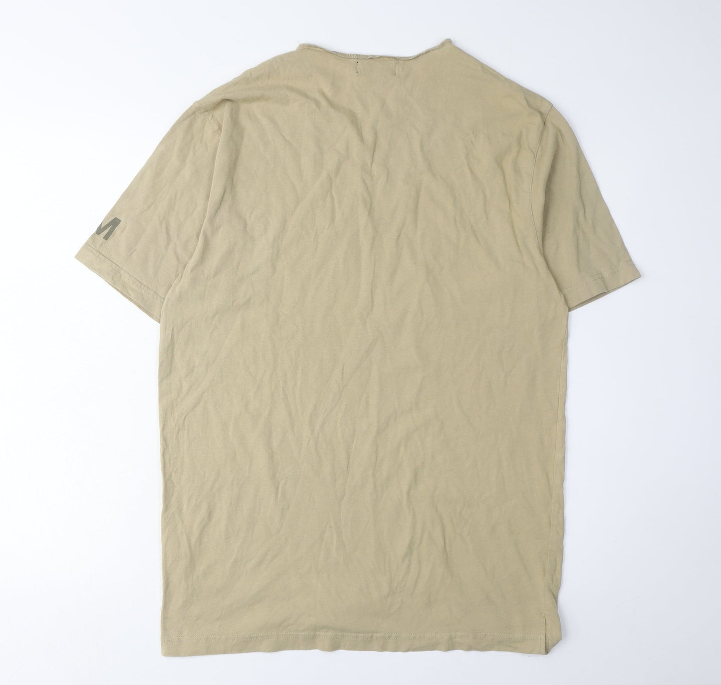 Kurt Muller Men's Beige Graphic T-Shirt, M Size, Short Sleeve