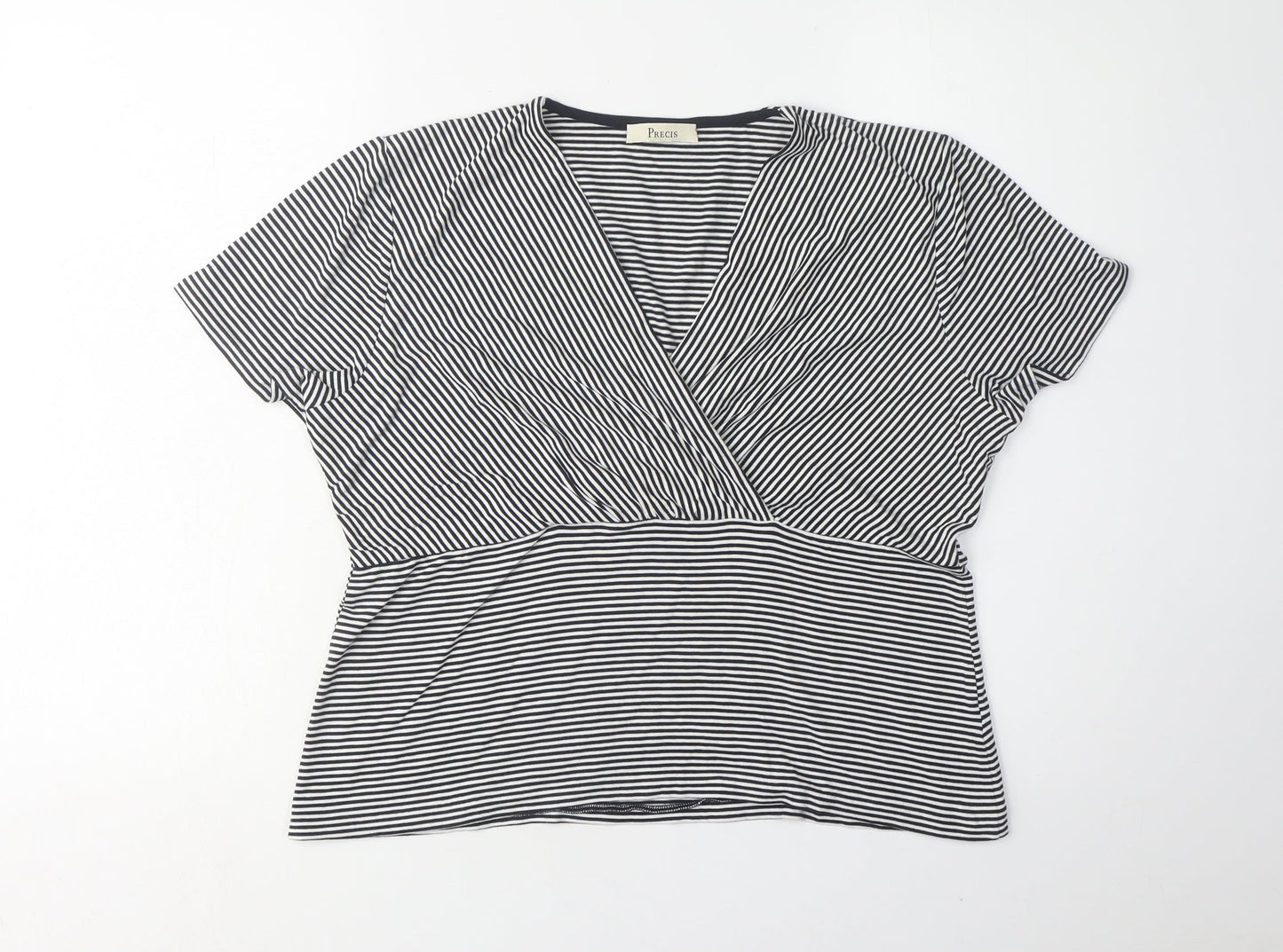 Precis Women's Black Striped Wrap T-Shirt Size L