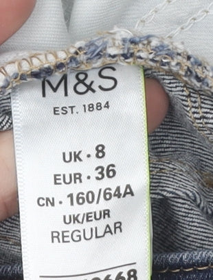 Marks and Spencer Women's Blue Straight Trousers, Size 8