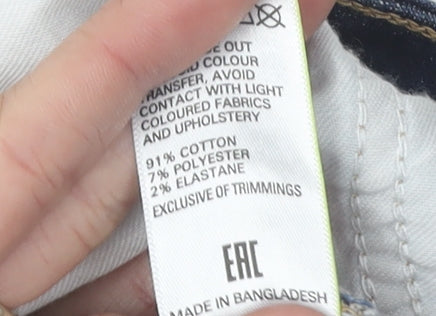 Marks and Spencer Women's Blue Straight Trousers, Size 8