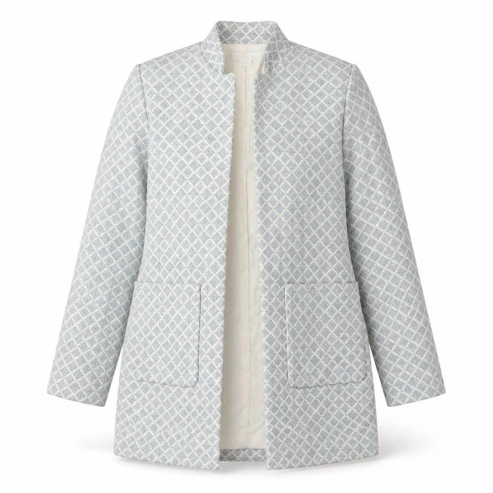 H&M Women Grey Geometric Pattern Suit Jacket