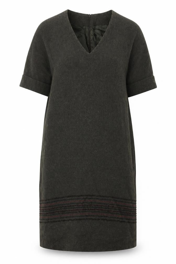 Massimo Dutti Women's Wool V-Neck Dress M