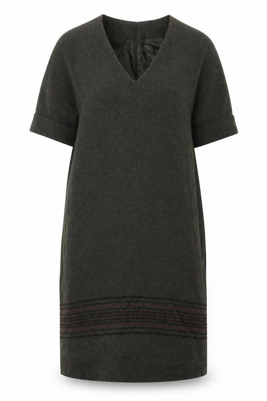 Massimo Dutti Women's Wool V-Neck Dress M