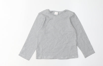 Additional front view of Next girls’ black striped t-shirt 3-4 years