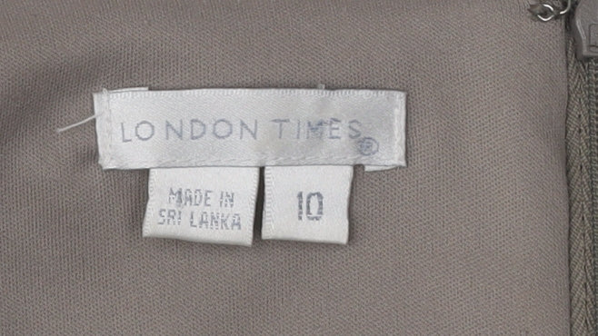 London Times Grey Sheath Dress Women Size 10
