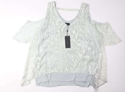 Live Unlimited London Women's White Cold Shoulder Top
