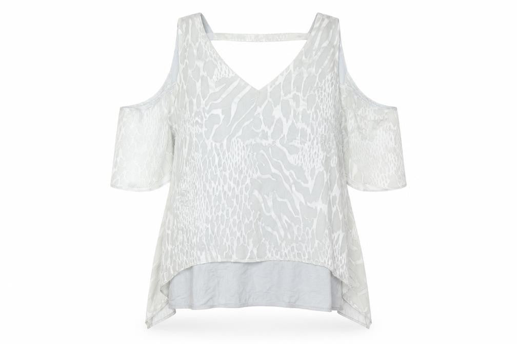 Live Unlimited London Women's White Cold Shoulder Top