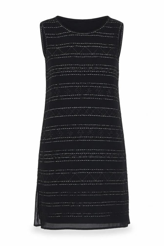 Laura Ashley Women's Black Shift Dress Size 10 Sleeveless