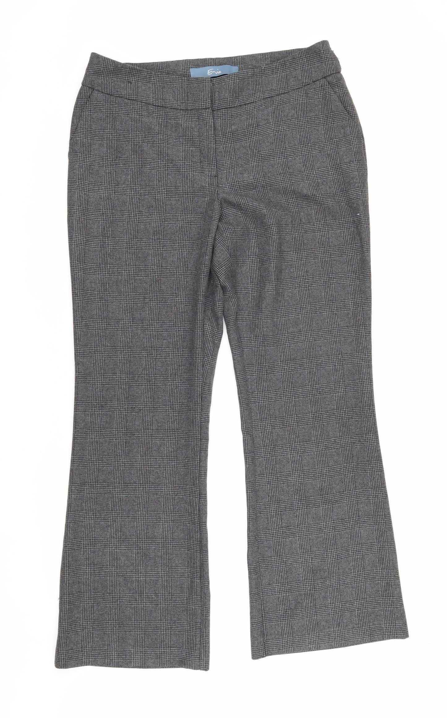Evie Women's Grey Check Dress Pants, Size 14