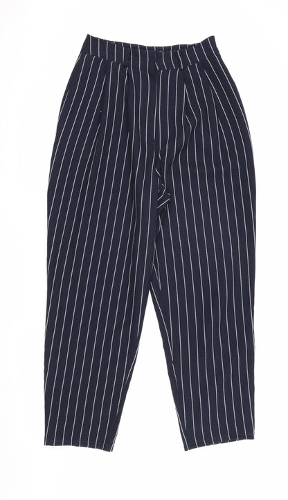 Nasty Gal Women's Blue Striped Trousers, Size 4