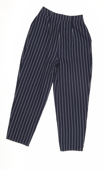 Nasty Gal Women's Blue Striped Trousers, Size 4