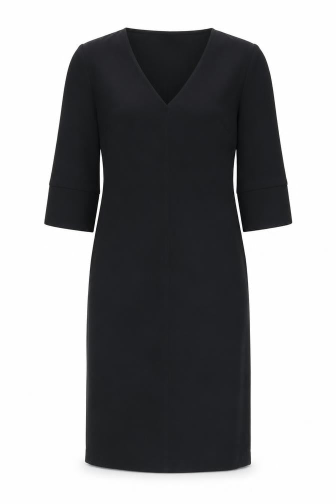 Marks & Spencer Black V-Neck Dress, Size 8, 3/4 Sleeve
