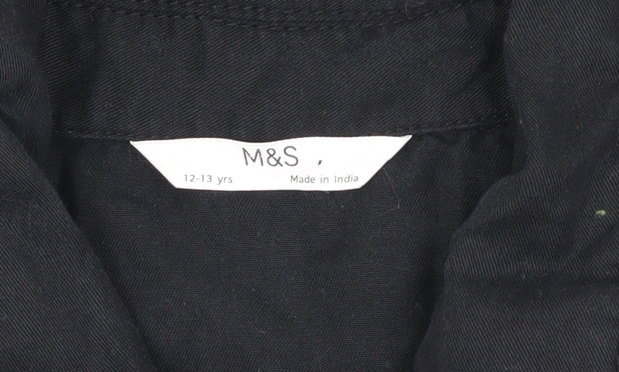 Marks and Spencer Girls Black Jumpsuit 12-13 Years Short Sleeve