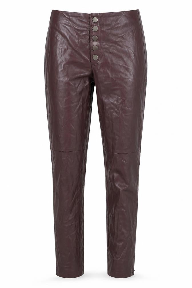 Zafa Lasic Women's Brown Faux Leather Trousers