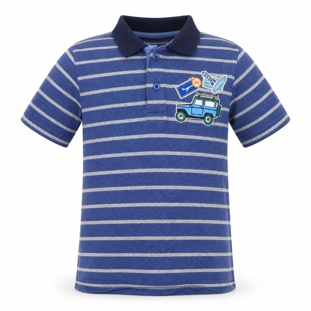 Tiny Button Boys Blue Striped Polo Shirt 7-8 Years