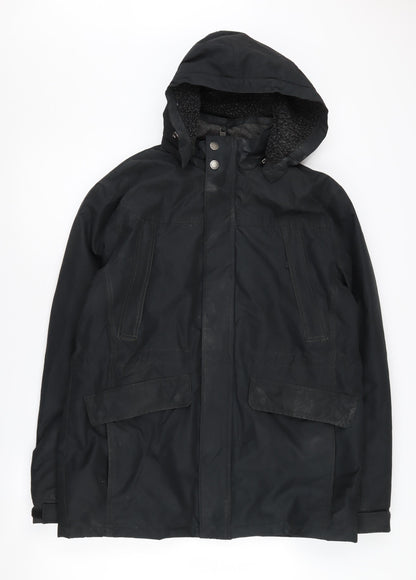 Additional front view of Atlantic Bay Men's Black Hooded Puffer Jacket M
