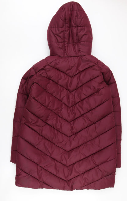 Back view of Marks & Spencer girls’ red puffer jacket 12-13 years