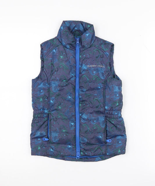Harry Hall Boys Blue Puffer Vest 7-8 Years, Animal Pattern