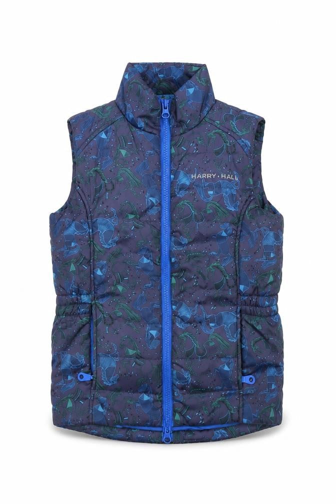 Harry Hall Boys Blue Puffer Vest 7-8 Years, Animal Pattern
