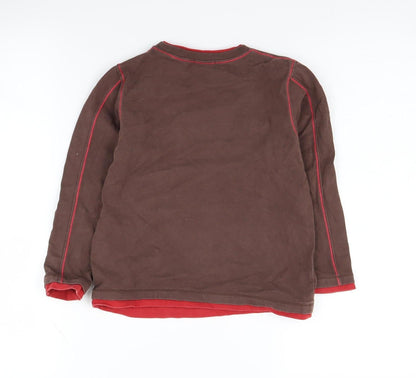 Back view of Tintin boys’ brown graphic print pullover sweatshirt 11-12 years